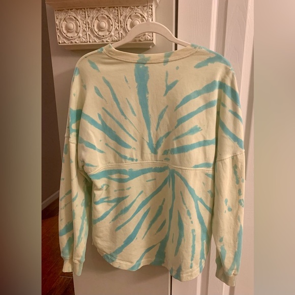 VICTORIA'S SECRET PINK YELLOW TEAL TIE DYE VARSITY CREW PULLOVER SWEATSHIRT - XS - Picture 6 of 8